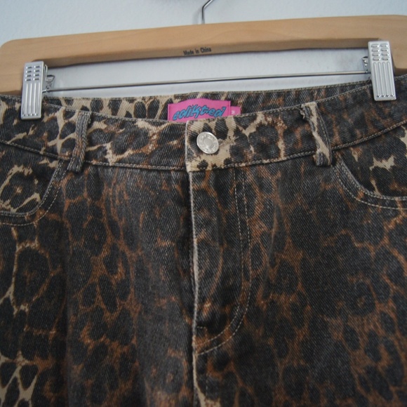 Edikted Animal Print Jeans Cheetah Leopard Print Wide Leg Baggy Jeans Medium - Picture 5 of 9